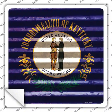 Kentucky Flag Corrugated Effect Novelty Square Sticker Decal