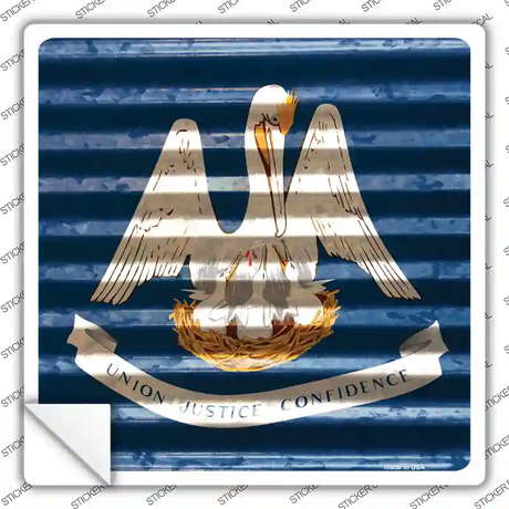 Louisiana Flag Corrugated Effect Novelty Square Sticker Decal