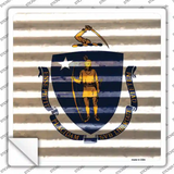 Massachusetts Flag Corrugated Effect Novelty Square Sticker Decal