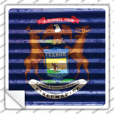 Michigan Flag Corrugated Effect Novelty Square Sticker Decal