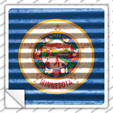 Minnesota Flag Corrugated Effect Novelty Square Sticker Decal
