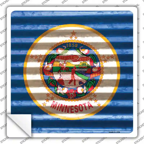 Minnesota Flag Corrugated Effect Novelty Square Sticker Decal