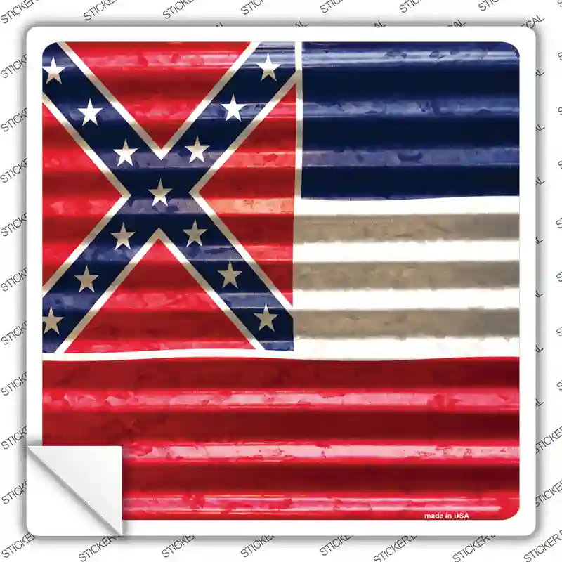 Mississippi Flag Corrugated Effect Novelty Square Sticker Decal