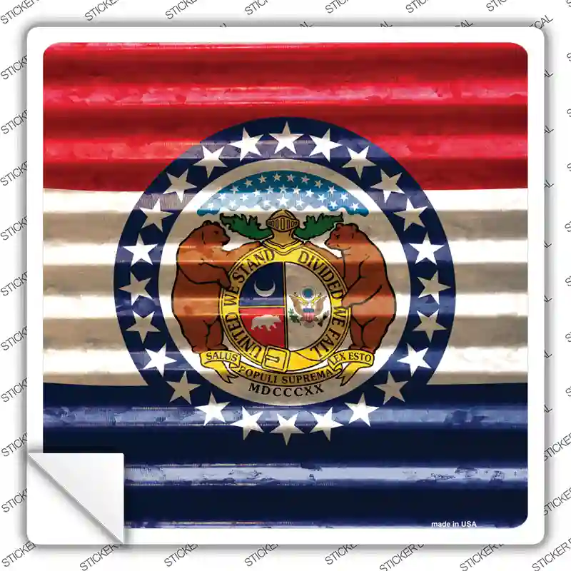 Missouri Flag Corrugated Effect Novelty Square Sticker Decal