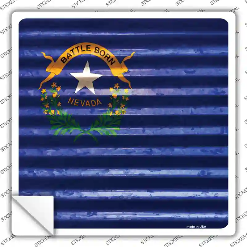 Nevada Flag Corrugated Effect Novelty Square Sticker Decal