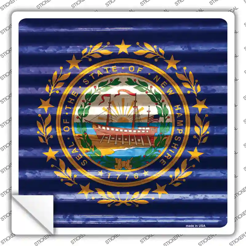 New Hampshire Flag Corrugated Effect Novelty Square Sticker Decal