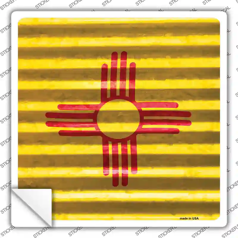 New Mexico Flag Corrugated Effect Novelty Square Sticker Decal
