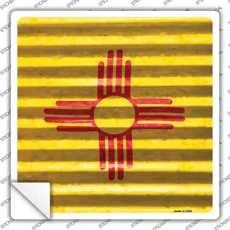 New Mexico Flag Corrugated Effect Novelty Square Sticker Decal