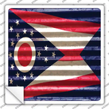 Ohio Flag Corrugated Effect Novelty Square Sticker Decal