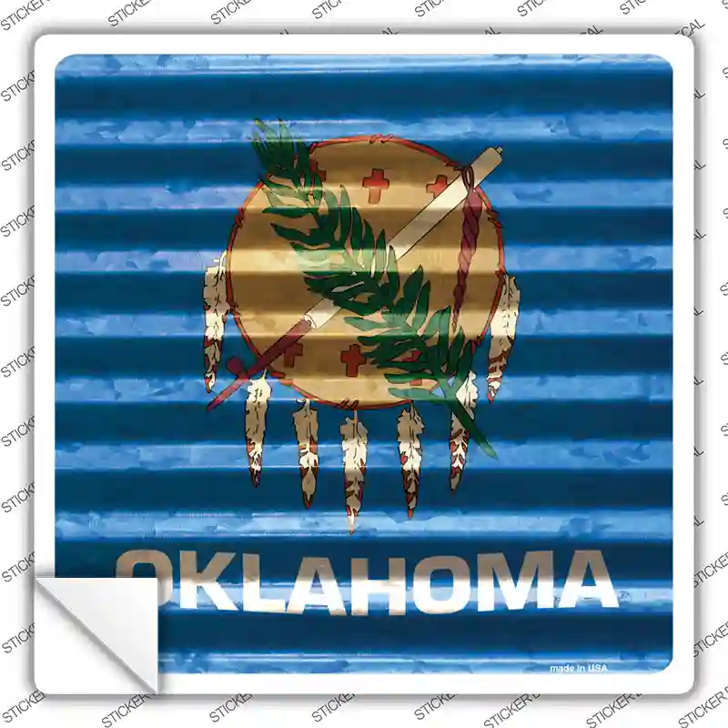 Oklahoma Flag Corrugated Effect Novelty Square Sticker Decal