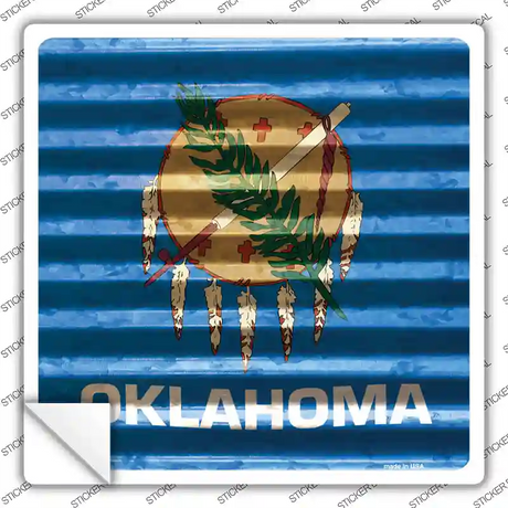 Oklahoma Flag Corrugated Effect Novelty Square Sticker Decal