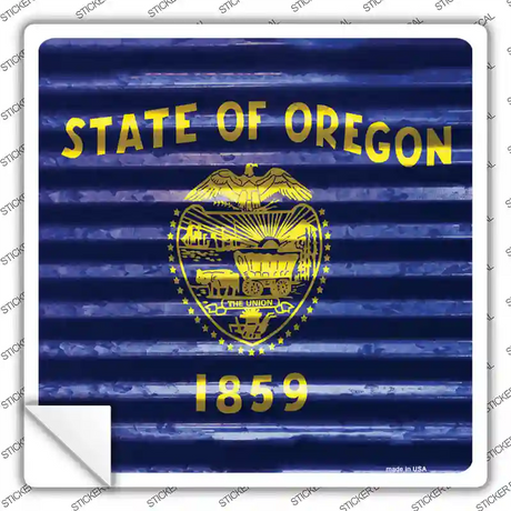 Oregon Flag Corrugated Effect Novelty Square Sticker Decal