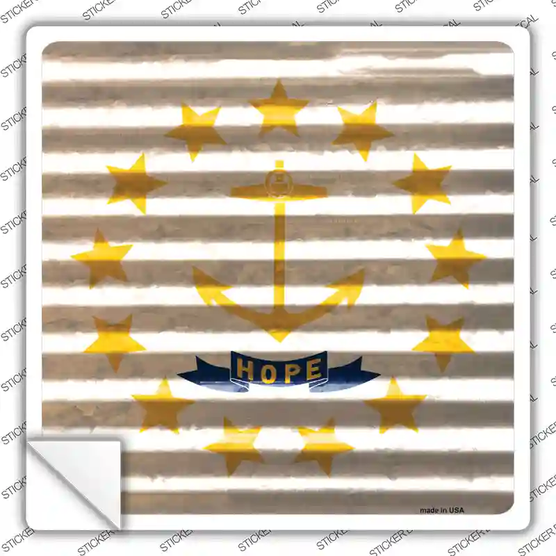 Rhode Island Flag Corrugated Effect Novelty Square Sticker Decal