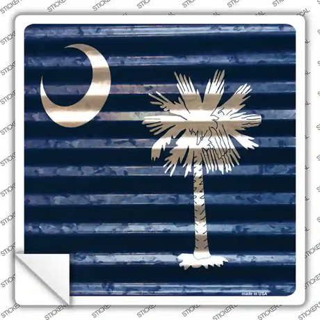 South Carolina Flag Corrugated Effect Novelty Square Sticker Decal