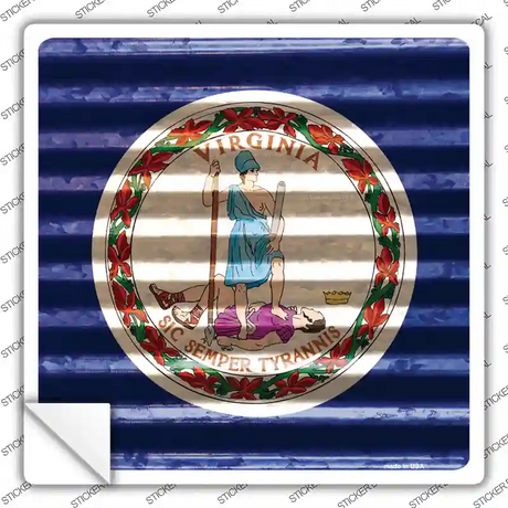 Virginia Flag Corrugated Effect Novelty Square Sticker Decal