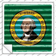 Washington Flag Corrugated Effect Novelty Square Sticker Decal