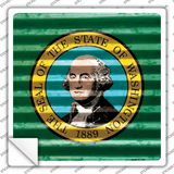 Washington Flag Corrugated Effect Novelty Square Sticker Decal