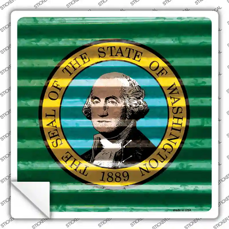 Washington Flag Corrugated Effect Novelty Square Sticker Decal