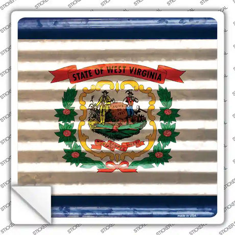 West Virginia Flag Corrugated Effect Novelty Square Sticker Decal