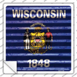 Wisconsin Flag Corrugated Effect Novelty Square Sticker Decal