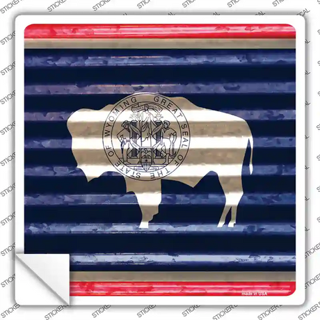 Wyoming Flag Corrugated Effect Novelty Square Sticker Decal