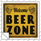 Welcome Beer Zone Novelty Square Sticker Decal