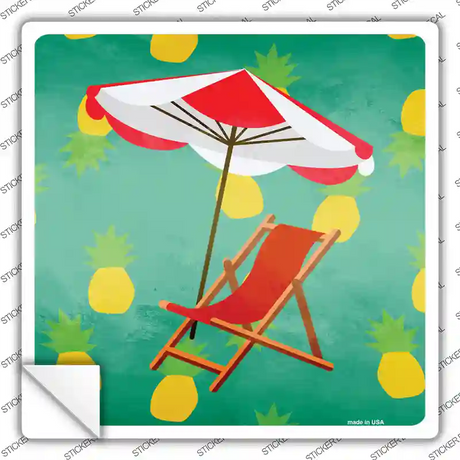 Chair and Umbrella Novelty Square Sticker Decal
