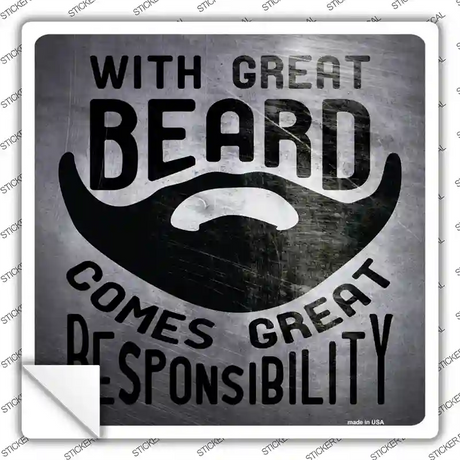 With Great Beard Novelty Square Sticker Decal