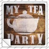 Our Tea Party Painted Stencil Novelty Square Sticker Decal