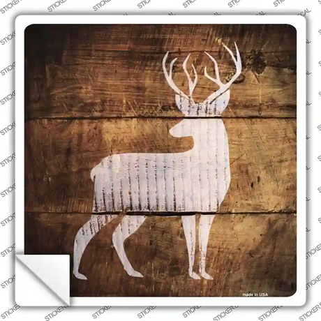 Deer Painted Stencil Novelty Square Sticker Decal