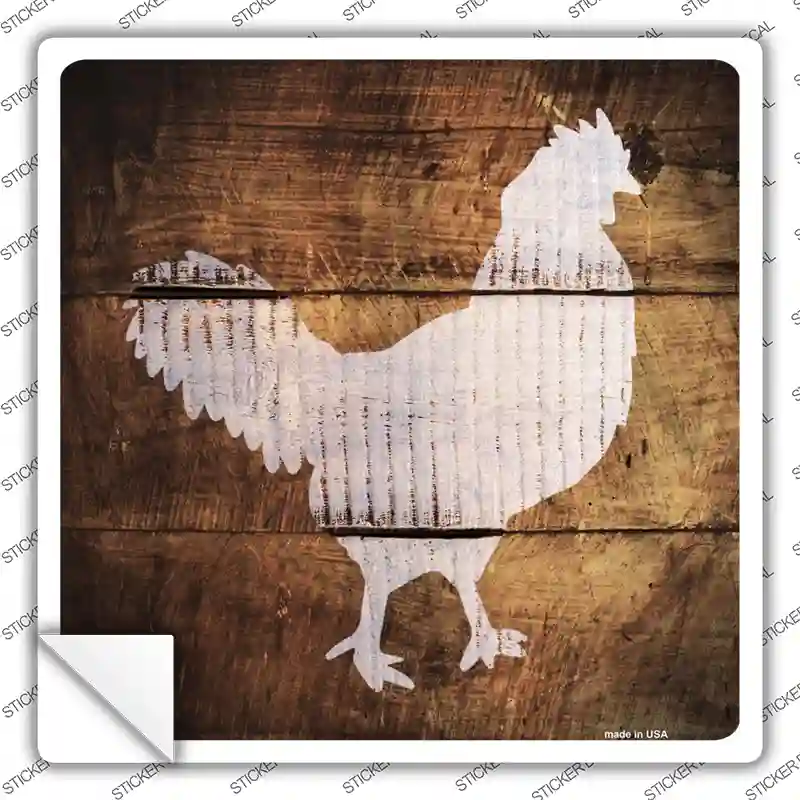 Rooster Painted Stencil Novelty Square Sticker Decal