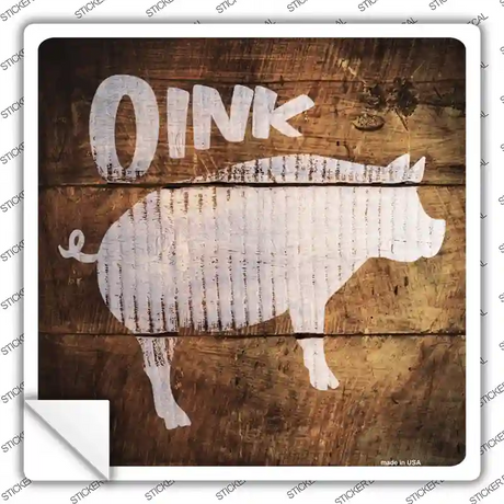 Pig Painted Stencil Novelty Square Sticker Decal