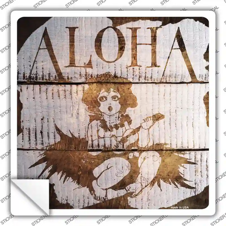 Aloha Painted Stencil Novelty Square Sticker Decal