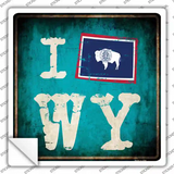 I Flag WY Novelty Square Sticker Decal