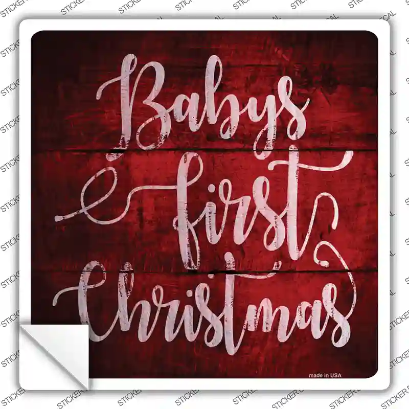 Babys First Christmas Novelty Square Sticker Decal