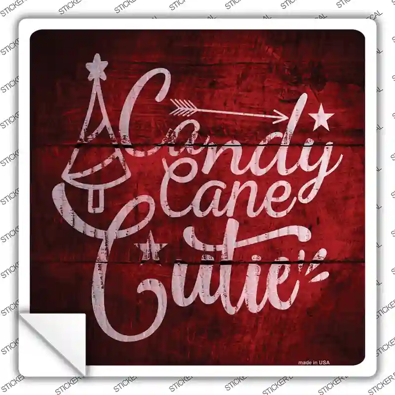 Candy Cane Cutie Novelty Square Sticker Decal