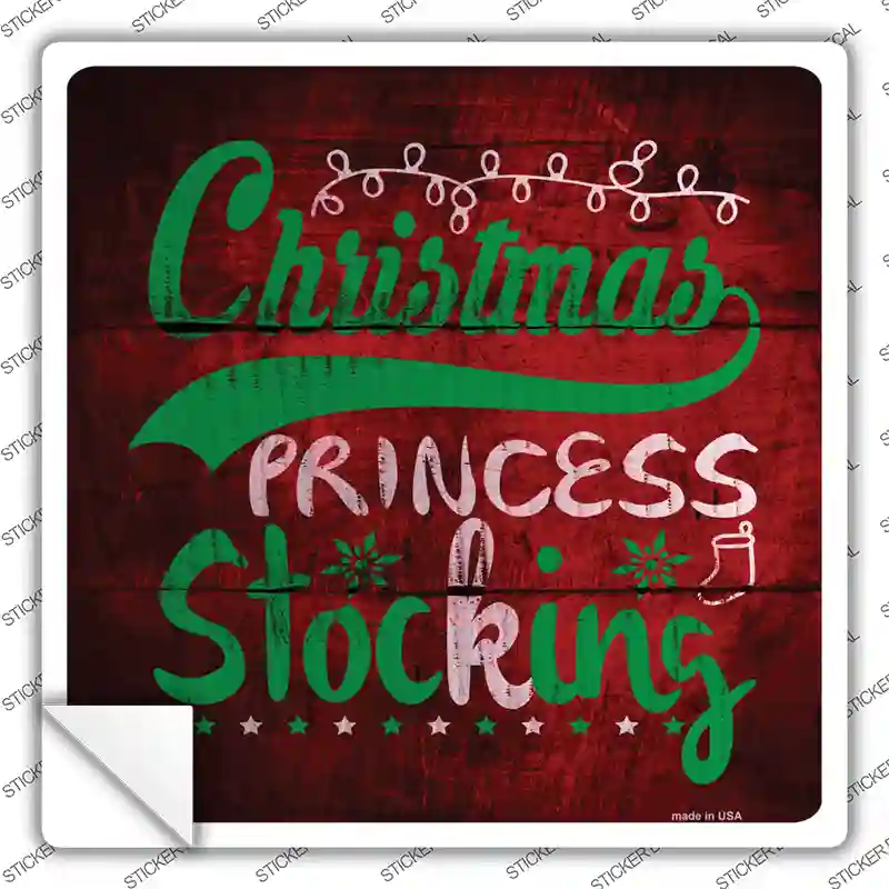 Christmas Princess Novelty Square Sticker Decal