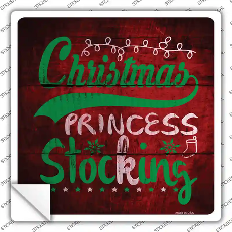 Christmas Princess Novelty Square Sticker Decal