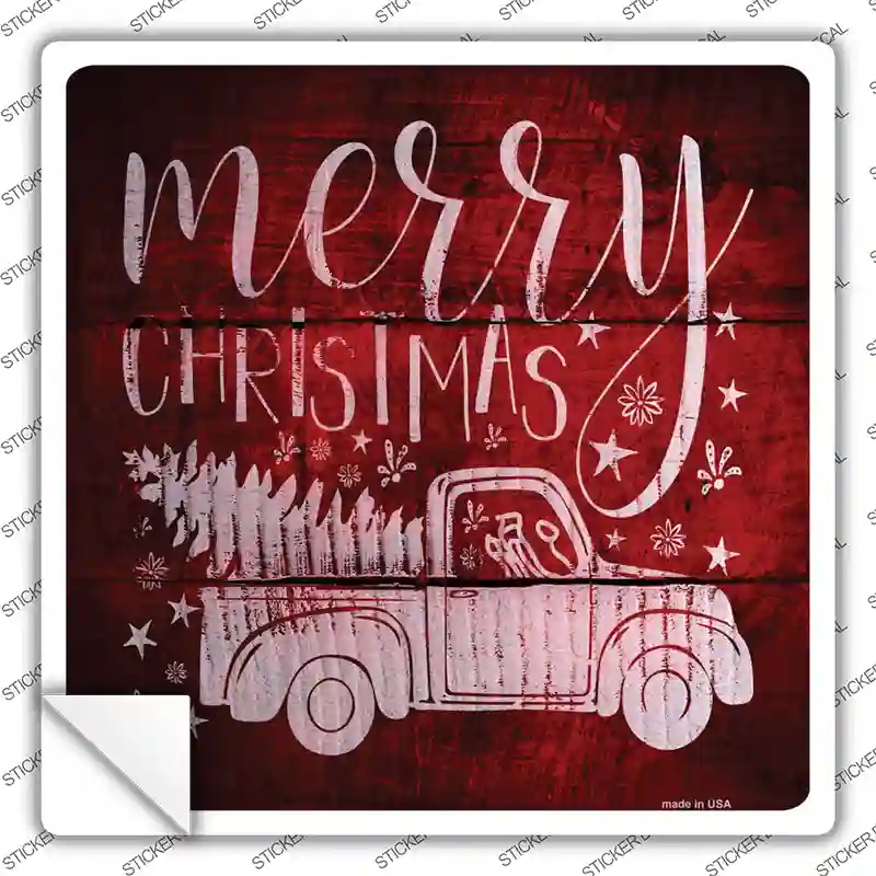 Merry Christmas Novelty Square Sticker Decal