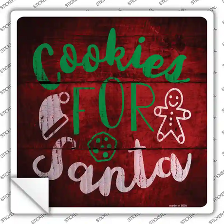 Cookies For Santa Novelty Square Sticker Decal