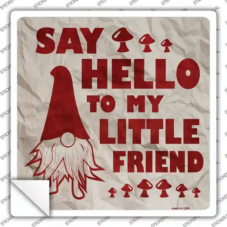 Say Hello to Gnome Novelty Square Sticker Decal