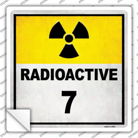 Radioactive 7 Novelty Square Sticker Decal