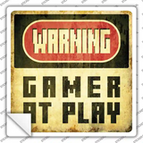 Warning Gamer at Play Novelty Square Sticker Decal