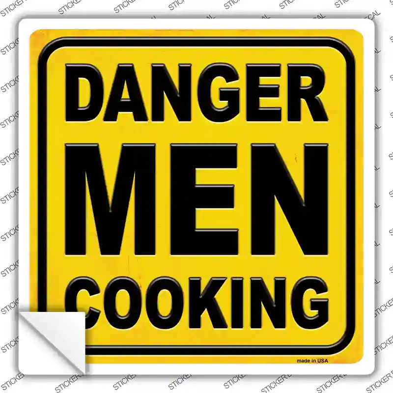Danger Men Cooking Novelty Square Sticker Decal