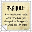 Askhole Definition Novelty Square Sticker Decal