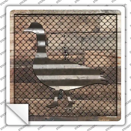 Corrugated Duck on Wood Novelty Square Sticker Decal