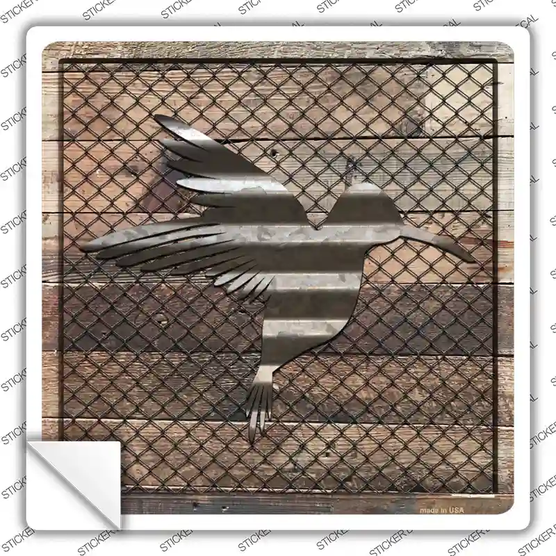Corrugated Hummingbird on Wood Novelty Square Sticker Decal