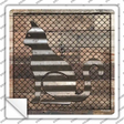 Corrugated Cat on Wood Novelty Square Sticker Decal