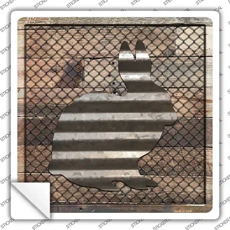 Corrugated Rabbit on Wood Novelty Square Sticker Decal