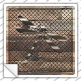 Corrugated Dragonfly on Wood Novelty Square Sticker Decal
